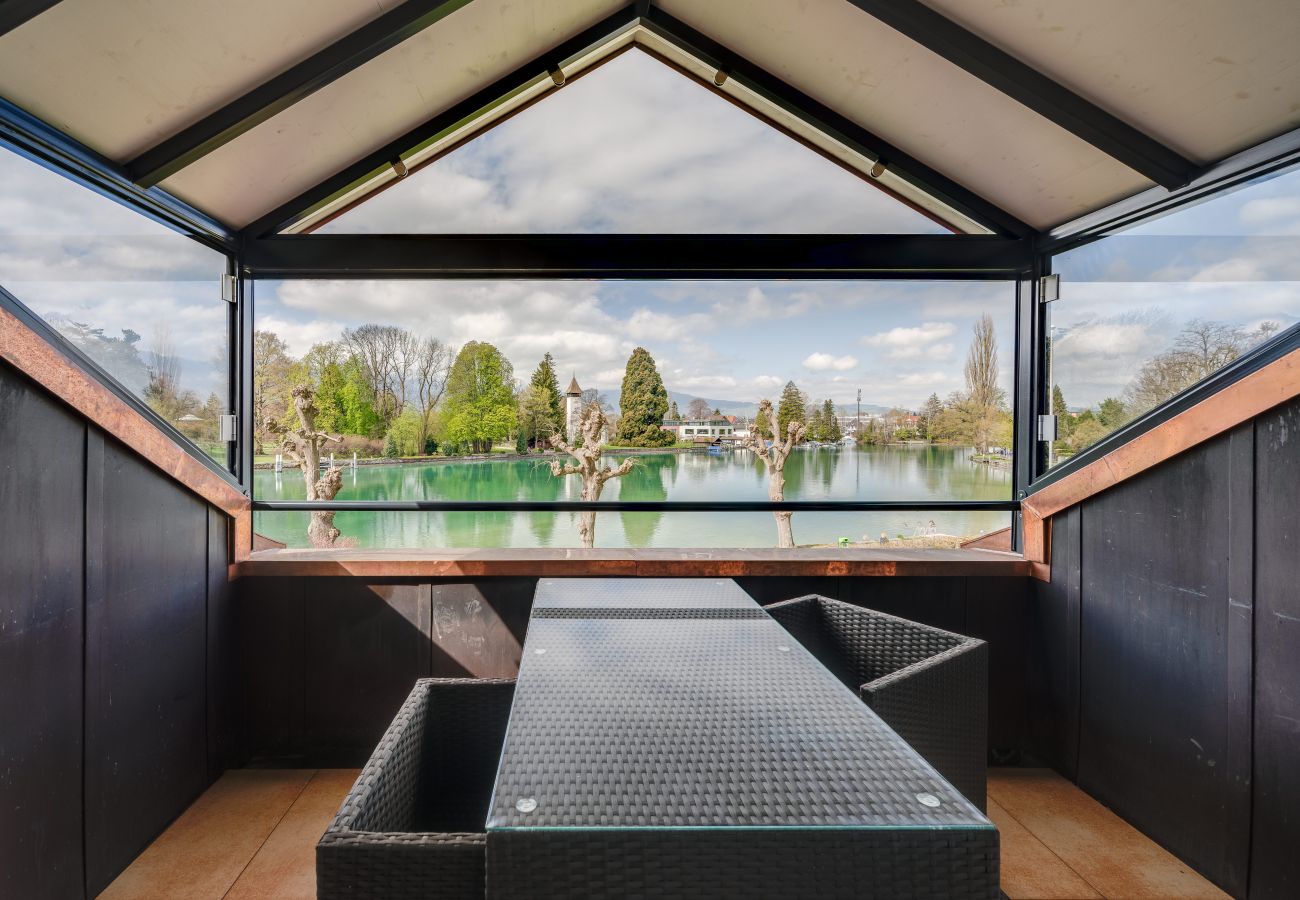 Ferienwohnung in Hünibach - Bijou Holzmätteli direkt am Thunersee mit Sauna